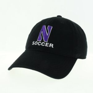 Northwestern University Wildcats Unconstructed Black Cotton Twill Hat with N & Soccer Design