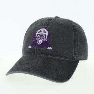 Northwestern University Wildcats Legacy Unconstructed Adjustable Black Terra Twill Hat with Vintage Cat with Helmet Design
