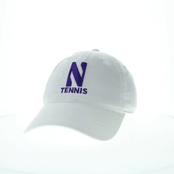 Northwestern University Wildcats Unconstructed White Cotton Twill Hat with N & Tennis Design