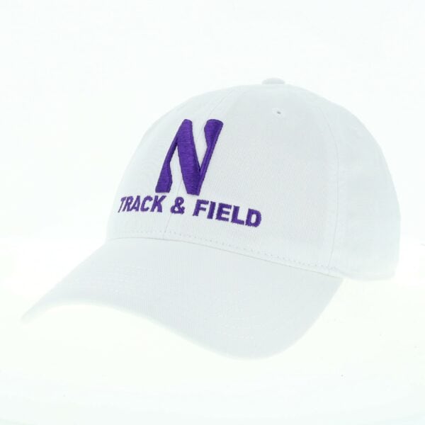 Northwestern University Wildcats Unconstructed White Cotton Twill Hat with N & Track & Field Design