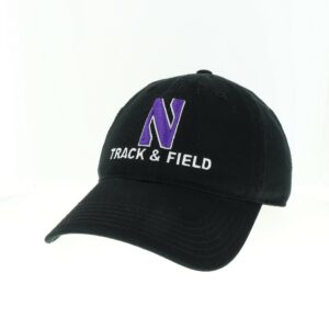 Northwestern University Wildcats Unconstructed Black Cotton Twill Hat with N & Track & Field Design