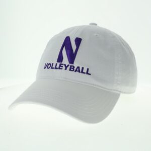 Northwestern University Wildcats Unconstructed White Cotton Twill Hat with N & Volleyball Design