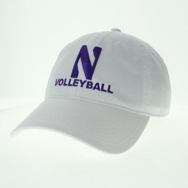 Northwestern University Wildcats Unconstructed White Cotton Twill Hat with N & Volleyball Design