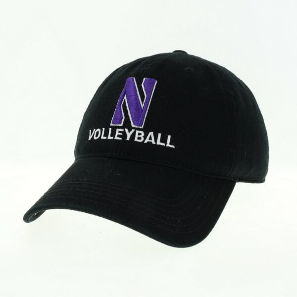 Northwestern University Wildcats Unconstructed Black Cotton Twill Hat with N & Volleyball Design