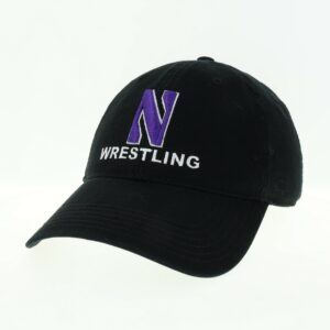 Northwestern University Wildcats Unconstructed Black Cotton Twill Hat with N & Wrestling Design