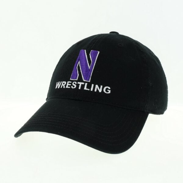 Northwestern University Wildcats Unconstructed Black Cotton Twill Hat with N & Wrestling Design