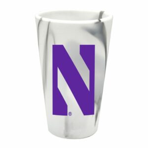 Northwestern University Wildcats 16 oz. White Marbleized Silicone Pint Glass With Stylized N Design