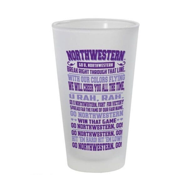 Northwestern University Wildcats 16 oz. Pint Glass With Go Northwestern Go Design