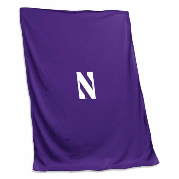 Northwestern University Wildcats Purple Sweatshirt Blanket with Applique Stylized N design-2
