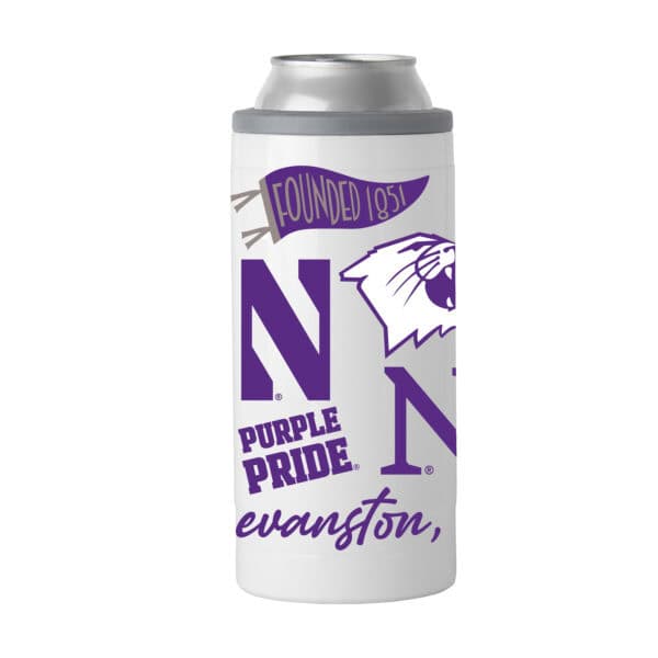 Northwestern University Wildcats 12oz Native Powdercoat SlimCan Coolie-2