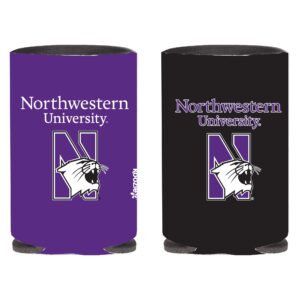 Northwestern University Wildcats Full Color Two Sided Print Collapsible Koozie Can Cooler with Northwestern University Over N-Cat Design