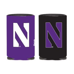 Northwestern University Wildcats Full Color Two Sided Print Collapsible Koozie Can Cooler with Stylized N Design