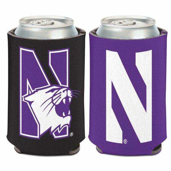 Northwestern University Wildcats Dual Color Dual Logo 2-Sided Print Can Cooler 12oz.