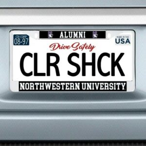 Northwestern University Wildcats Chrome License Plate Frame with Black Laser Cut N-Cat Alumni N-Cat/Northwestern University Inserts