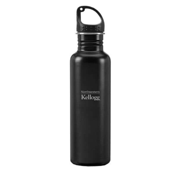 Northwestern I Kellogg Laser Engraved 24 oz. Stainless Steel Black Water Bottle