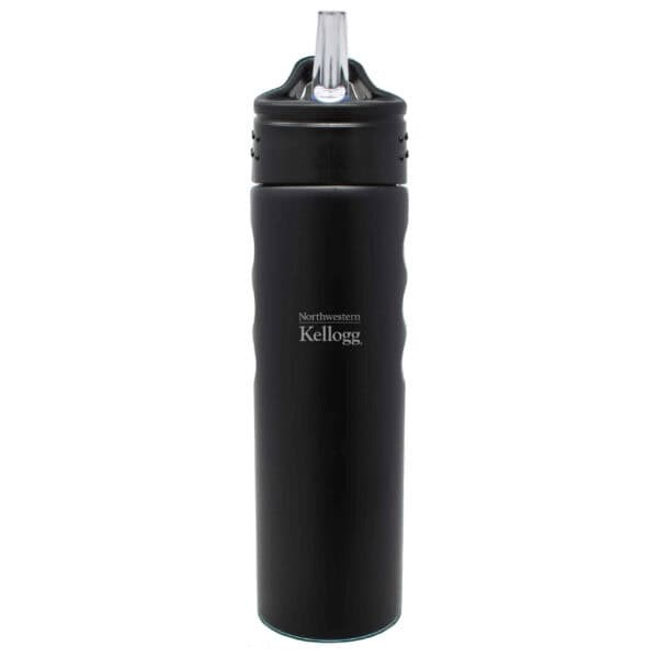 Northwestern I Kellogg Laser Engraved 24 oz. Black Grip Water Bottle