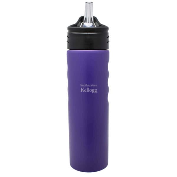 Northwestern I Kellogg Laser Engraved 24 oz. Purple Grip Water Bottle