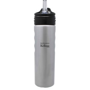 Northwestern I Kellogg Laser Engraved 24 oz. Silver Grip Water Bottle