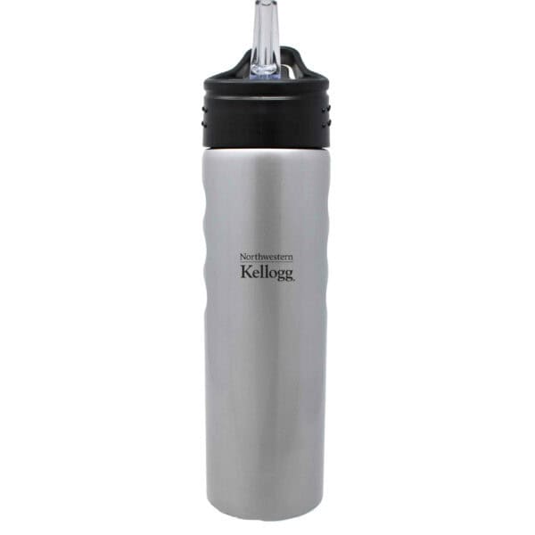 Northwestern I Kellogg Laser Engraved 24 oz. Silver Grip Water Bottle