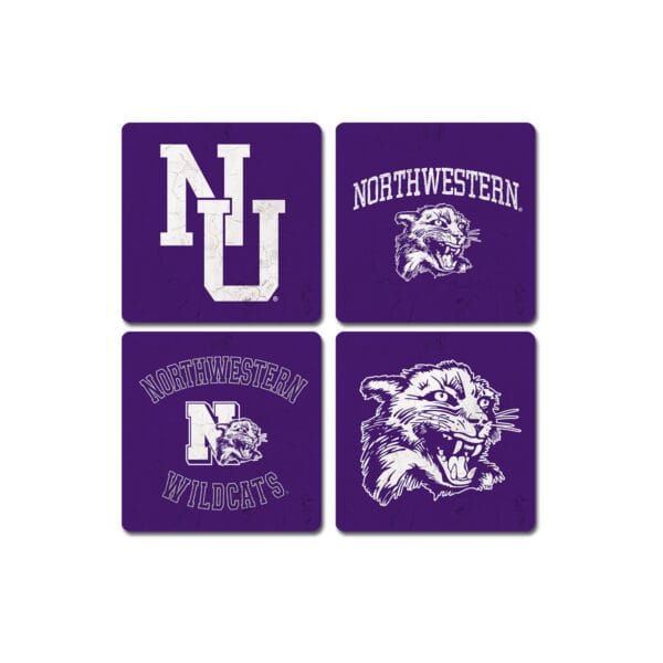Northwestern University Wildcats Ceramic Coaster Set of Four with Assorted Designs Set #3-2