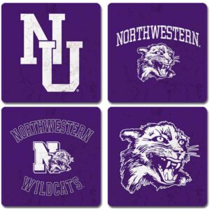 Northwestern University Wildcats Ceramic Coaster Set of Four with Assorted Designs Set #3
