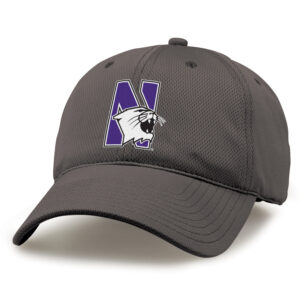 Northwestern University Wildcats Game Unconstructed Graphite Velcro Back Hat with Multicolor N-cat Design