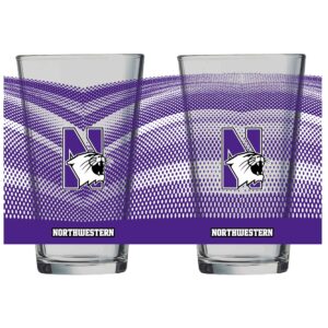 Northwestern University Wildcats 16 oz. Halftone Pint Glass With Colorful Northwestern & N-Cat Design