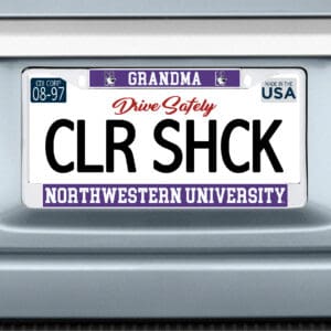 Northwestern University Wildcats Chrome License Plate Frame with Laser Cut Acrylic Purple Inset -Grandma/Northwestern University