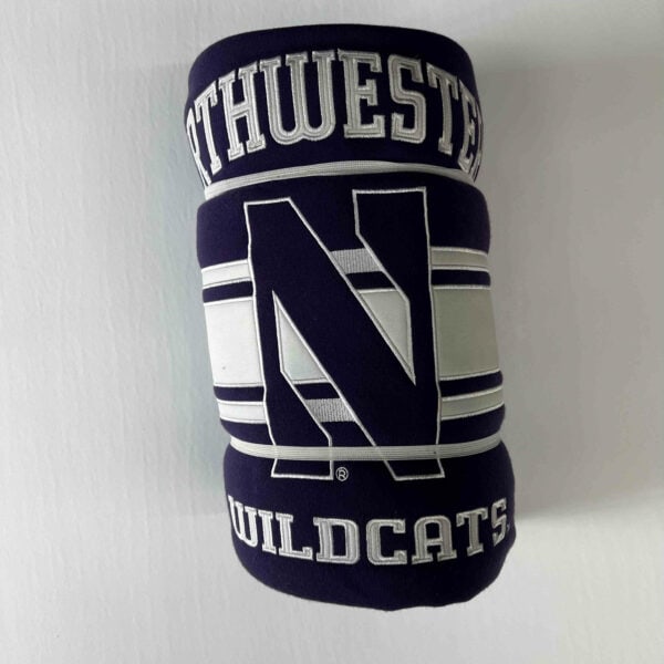 Northwestern University Wildcats Purple Sweatshirt Blanket with Applique Northwestern Design