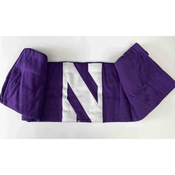 Northwestern University Wildcats Purple Sweatshirt Blanket with Applique Stylized N design-3