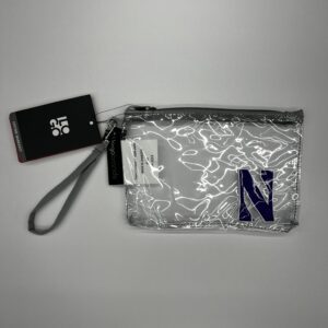 Northwestern University Wildcats Grey Accent Clear Wristlet