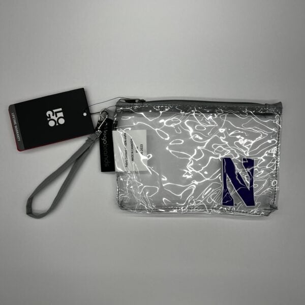 Northwestern University Wildcats Grey Accent Clear Wristlet