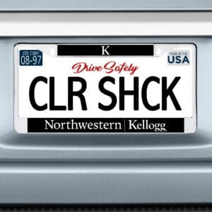 Northwestern I Kellogg Chrome License Plate Frame with Black Laser Cut Insert