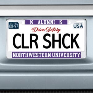 Northwestern University Wildcats Chrome License Plate Frame with Purple Laser Cut N Alumni N/Northwestern University Inserts