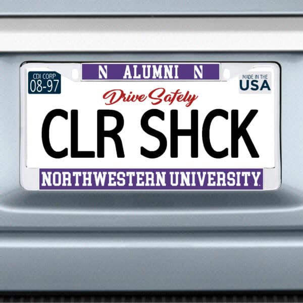 Northwestern University Wildcats Chrome License Plate Frame with Purple Laser Cut N Alumni N/Northwestern University Inserts