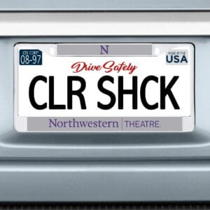 Northwestern University Wildcats Chrome License Plate Frame with Grey Laser Cut Northwestern/Theatre Insert