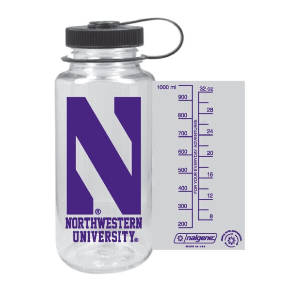 Northwestern University Wildcats 32 oz. Clear Tritan Wide Mouth Nalgene Water Bottle with Stylized N Design