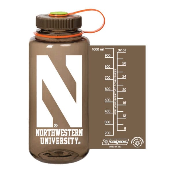 Northwestern University Wildcats 32 oz. Wood Tritan Wide Mouth Nalgene Water Bottle with Stylized N Design
