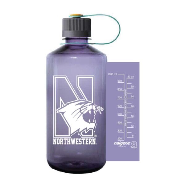 Northwestern University Wildcats 32 oz. Aubergine Tritan Narrow Mouth Nalgene Water Bottle with N-Cat Design