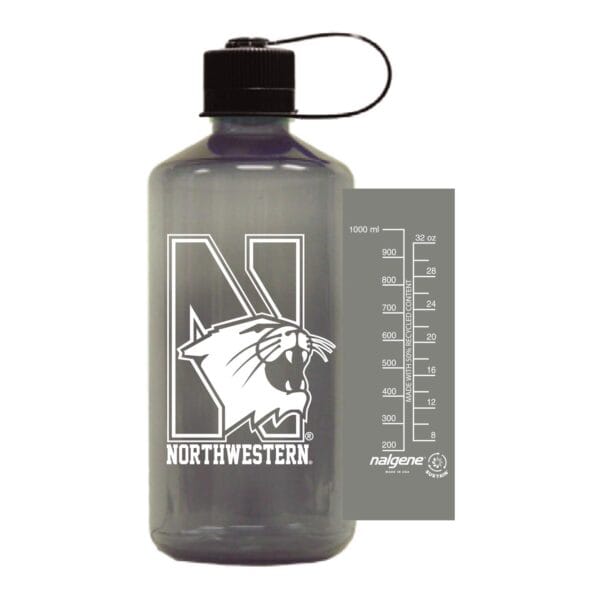 Northwestern University Wildcats 32 oz. Smoke Tritan Narrow Mouth Nalgene Water Bottle with N-Cat Design