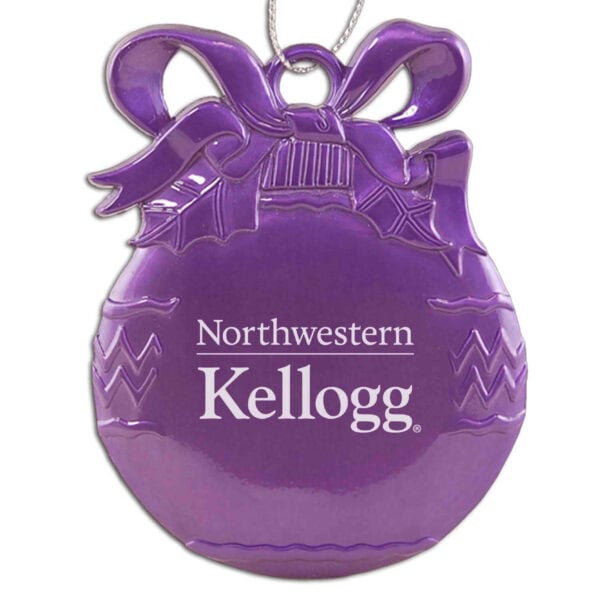 Northwestern I Kellogg Purple Bulb Pewter Ornament