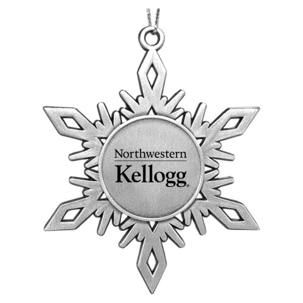 Northwestern I Kellogg Silver Snowflake Pewter Ornament