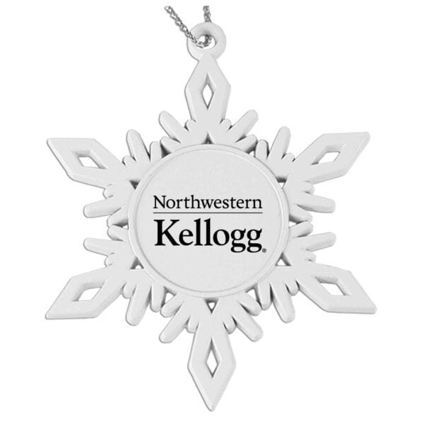 Northwestern I Kellogg White Snowflake Pewter Ornament