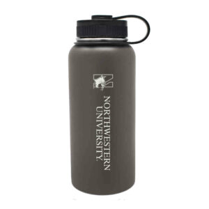 Northwestern University Wildcats 32 oz. Laser Engraved Gunmetal Boundless Travel Tumbler Water Bottle With N-Cat Design