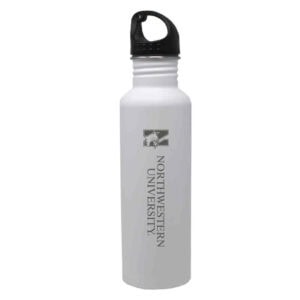 Northwestern University Wildcats 24 oz. Laser Engraved White Stainless Steel Water Bottle With N-Cat Design