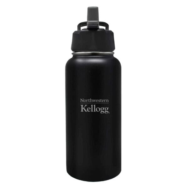 Northwestern I Kellogg Laser Engraved 32 oz. Black Boundless Vacuum Travel Tumbler with Sippy Lid
