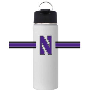 Northwestern University Wildcats 20 oz White Impact Travel Tumbler Water Bottle/Mug with Full Color Stylized N Bar Design