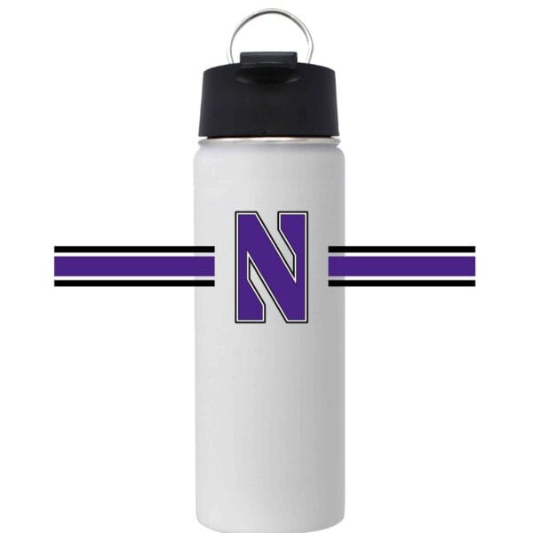 Northwestern University Wildcats 20 oz White Impact Travel Tumbler Water Bottle/Mug with Full Color Stylized N Bar Design
