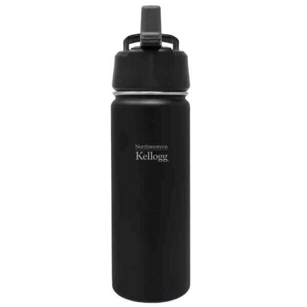 Northwestern I Kellogg Laser Engraved 20 oz. Black Hyper Sport Vacuum Travel Tumbler with Sippy Lid