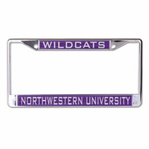 Northwestern University Wildcats Chrome License Plate Frame with Laser Cut Acrylic Purple Wildcats & Northwestern University Insert